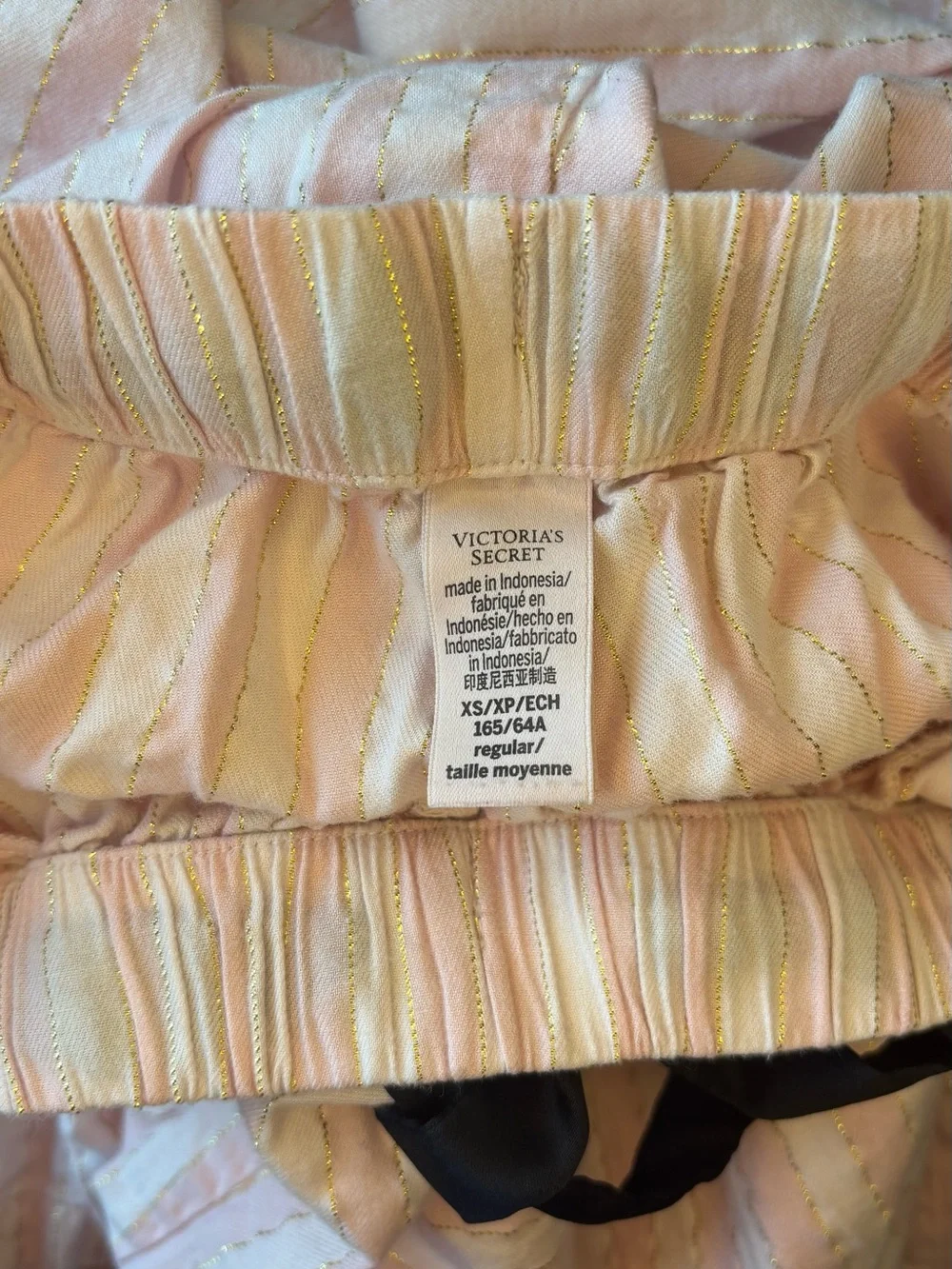 Victoria's Secret Pale Pink Pajama Set with Black Piping